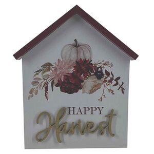 HAPPY HARVEST house-shaped Fall Autumn Pumpkin tabletop tiered tray home decor
